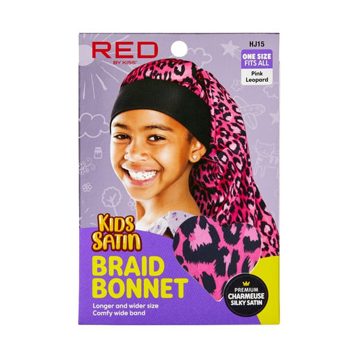 RED BY KISS | Kids Satin Braid Bonnet Pink Leopard HJ15