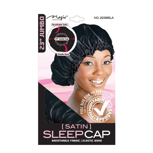 MAGIC | Satin Sleep Cap Jumbo Black - 2238BLA | Hair to Beauty.