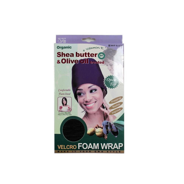 QFITT | Organic Shea Butter & Olive Oil Velcro Foam Wrap Black 817 | Hair to Beauty.