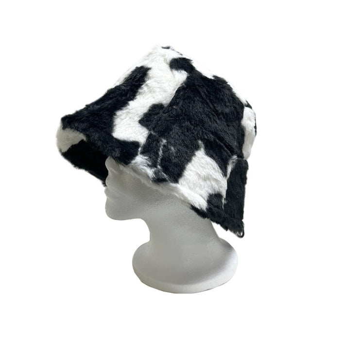 BE U | Faux Fur Cow Printed Bucket Hat - Hair to Beauty.