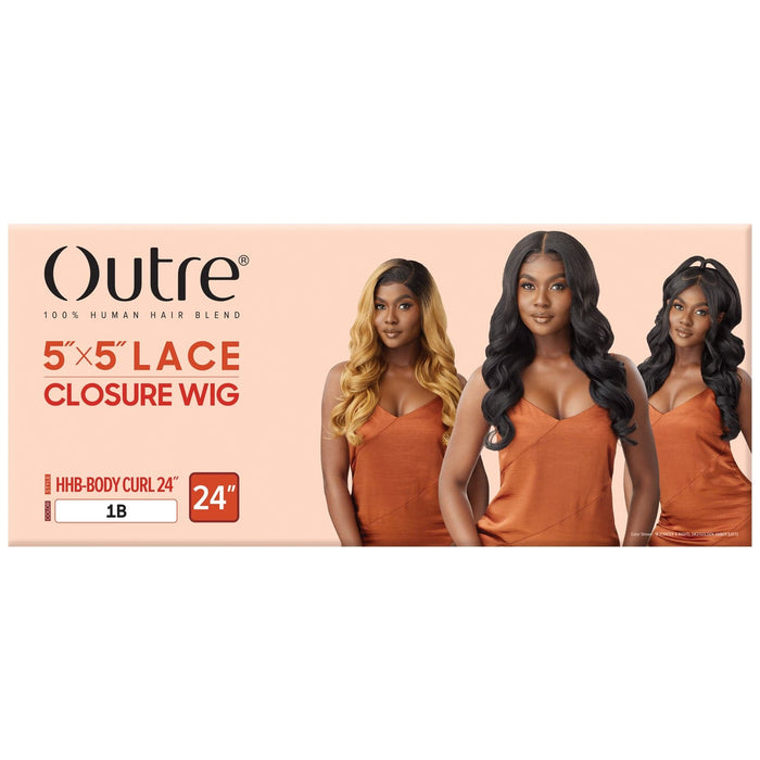 HHB-BODY CURL 24" | Outre Human Hair Blend 5X5 Lace Closure Wig