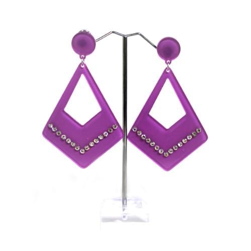 E0620 | Purple Rhinestone Rhombus Earrings | Hair to Beauty.