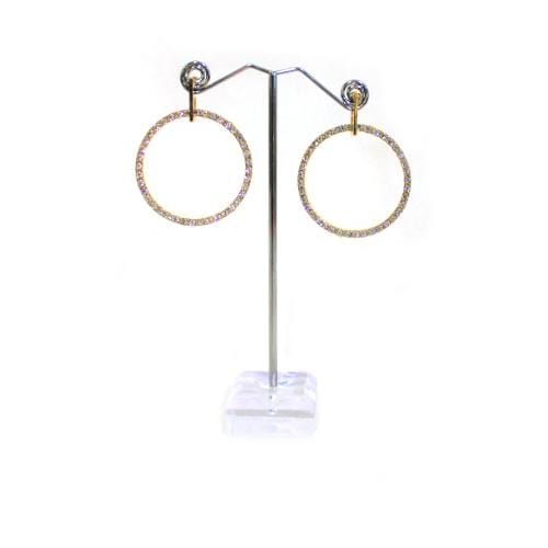 E0657 | Gold Hanging Rhinestone Hoop Earrings | Hair to Beauty.