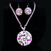 S0048 | Purple Heart Love Written Shell Disc Necklace & Earring Set | Hair to Beauty.