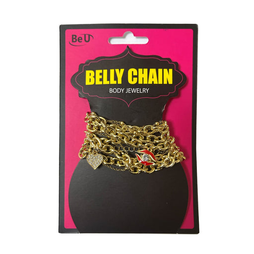 BE U | Belly Chain Body Jewelry Red Lip & Rhinestone Heart - Hair to Beauty.