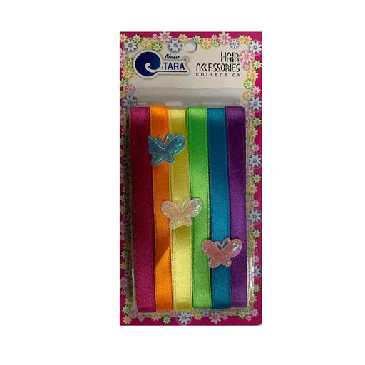 ZQ9001 | Assorted Rainbow Color Thin Ribbons with Butterflies | Hair to Beauty.