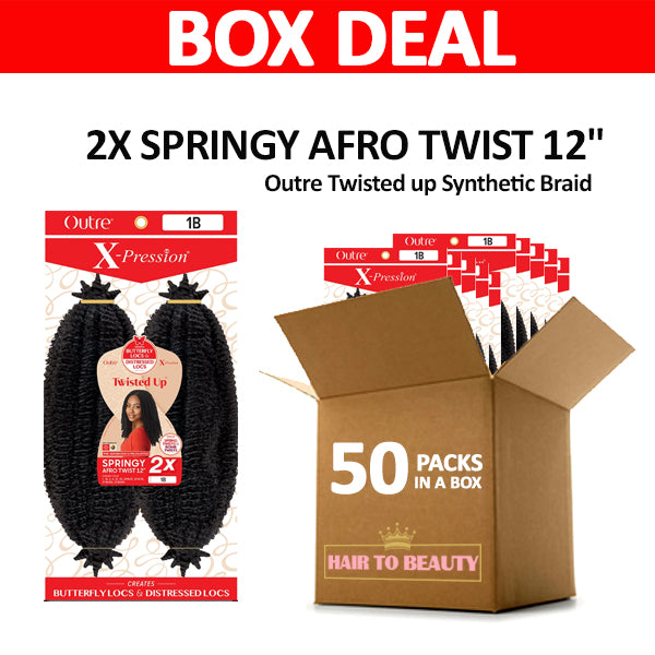 [BOX DEAL] Outre Twisted up Synthetic Braid - 2X SPRINGY AFRO TWIST 12" 50 PACKS/BOX