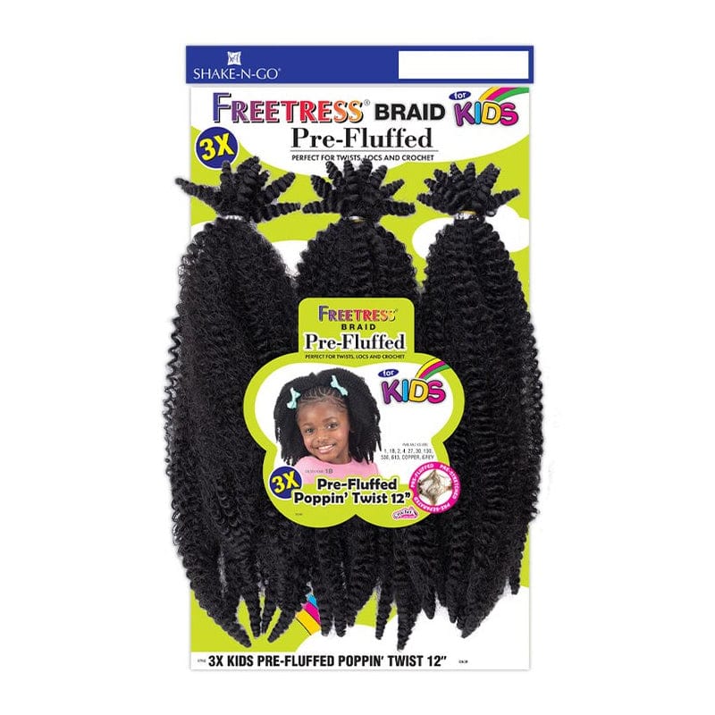 3X KIDS-PRE-FLUFFED POPPIN' TWIST 12" | Freetress Synthetic Crochet Braid