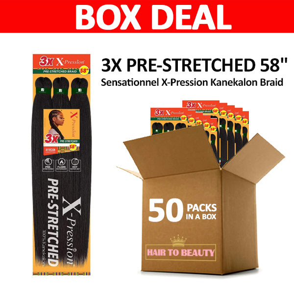 [BOX DEAL] Sensationnel X-Pression Kanekalon Braid - 3X PRE-STRETCHED 58" 50 PACKS/BOX