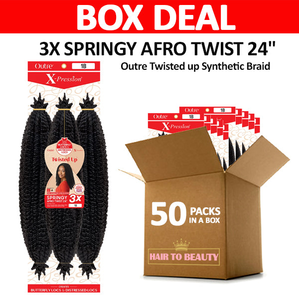 [BOX DEAL] Outre Twisted up Synthetic Braid - 3X SPRINGY AFRO TWIST 24" 50 PACKS/BOX