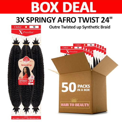 [BOX DEAL] Outre Twisted up Synthetic Braid - 3X SPRINGY AFRO TWIST 24" 50 PACKS/BOX