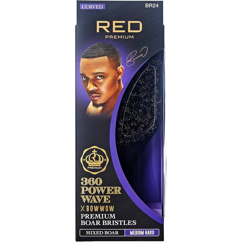 RED PREMIUM - 360 Power Wave Premium Boar Bristles (Medium Hard) BR24