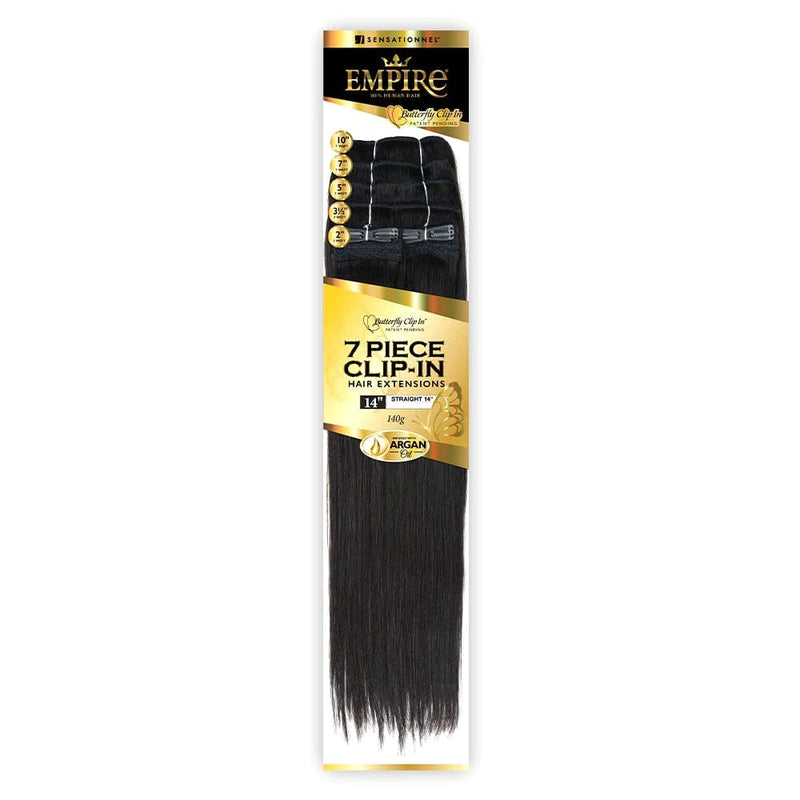 STRAIGHT 14" | Sensationnel Empire 7PCS Butterfly Clip-In Human Hair Pieces