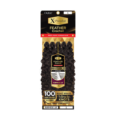 Outre X-Pression Human Hair Feather Crochet Braids - BURMESE 18"