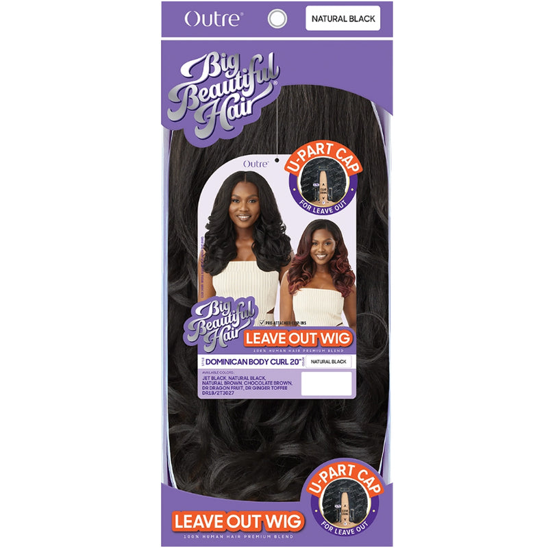 DOMINICAN BODY CURL 20" - Outre Big Beautiful Human Hair Blend U Part Cap Leave Out Wig (Copy)