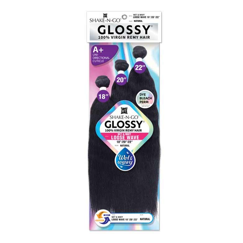 Shake n go Glossy 100% Virgin Remy Hair Weave - WET & WAVY LOOSE WAVE