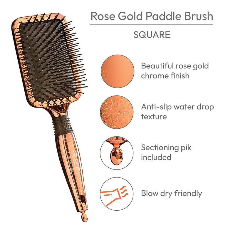 RED BY KISS - Rose Gold Chrome Paddle Brush HH34