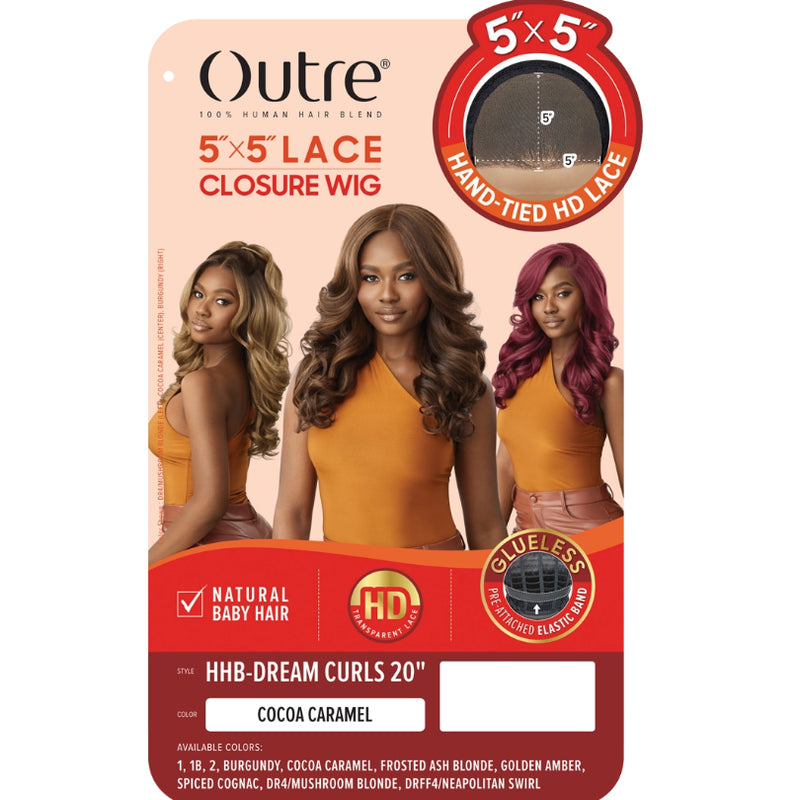 Outre Human Hair Blend 5X5 Lace Closure Wig - HHB-DREAM CURLS 20"