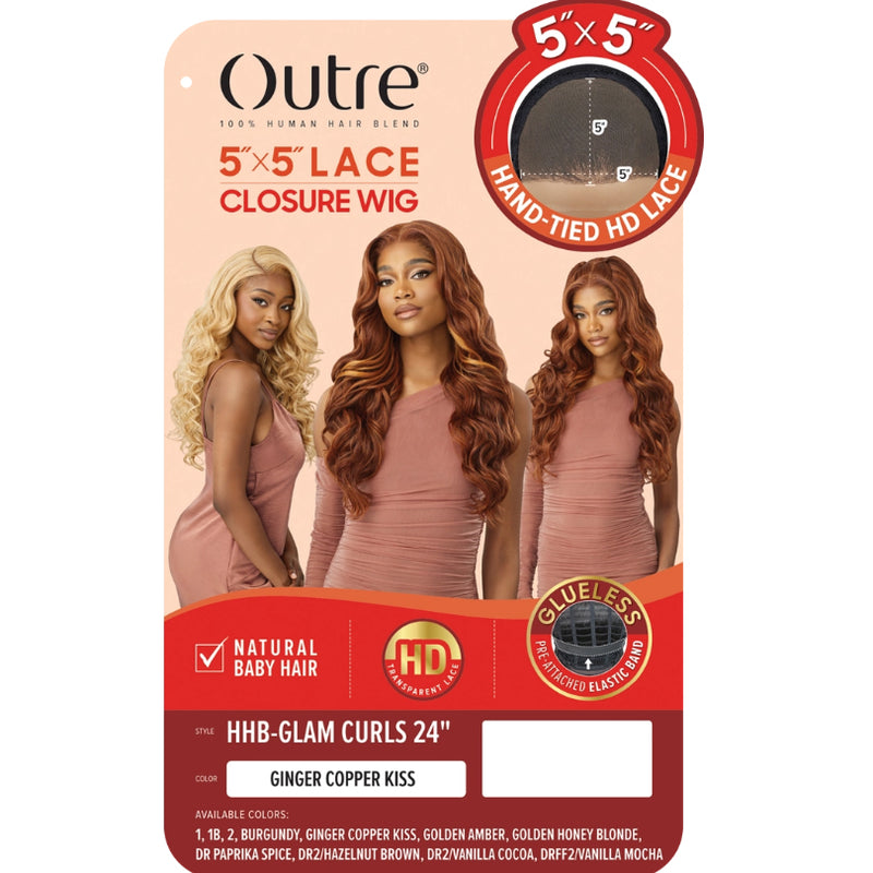 Outre Human Hair Blend 5X5 Lace Closure Wig - HHB-GLAM CURLS 24"