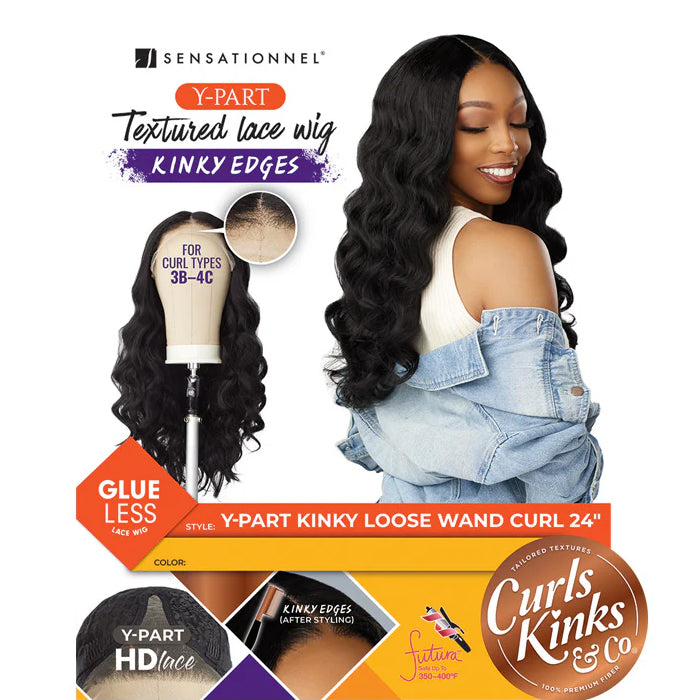 Sensationnel Curls Kinks & Co Synthetic Lace Front Wig - KINKY LOOSE WAND CURL 24"