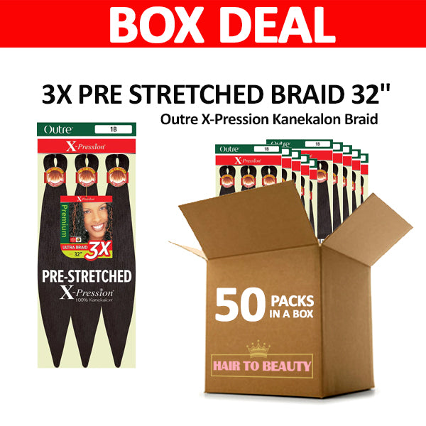 [BOX DEAL] Outre X-Pression Kanekalon Braid - 3X PRE STRETCHED BRAID 32" 50 PACKS/BOX