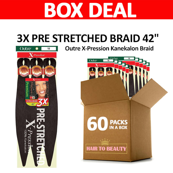 [BOX DEAL] Outre X-Pression Kanekalon Braid - 3X PRE STRETCHED BRAID 42" 60 PACKS/BOX