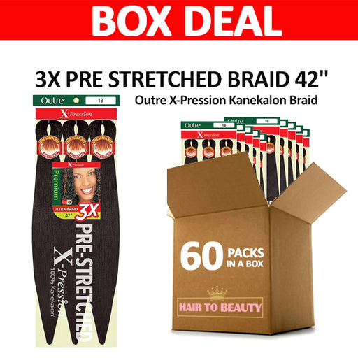 [BOX DEAL] Outre X-Pression Kanekalon Braid - 3X PRE STRETCHED BRAID 42" 60 PACKS/BOX