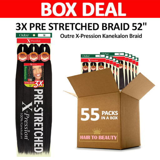 [BOX DEAL] Outre X-Pression Kanekalon Braid - 3X PRE STRETCHED BRAID 52" 50 PACKS/BOX