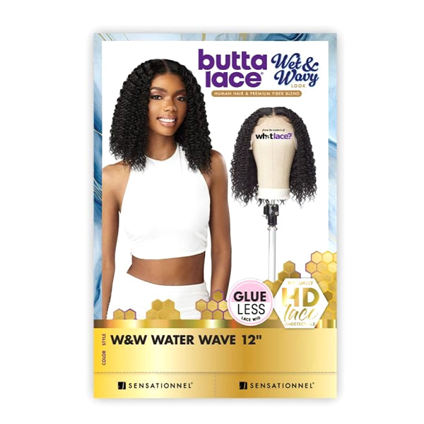 Sensationnel Butta Lace Human Hair Blend HD Lace Front Wig - WET & WAVY WATER WAVE 12″