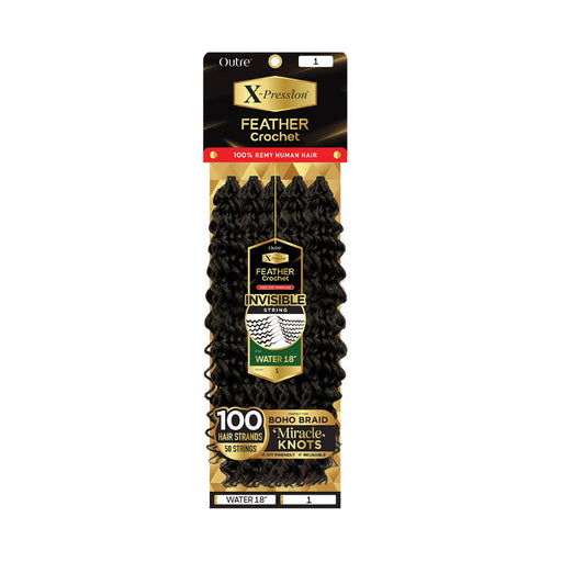 Outre X-Pression Human Hair Feather Crochet Braids - WATER 18"
