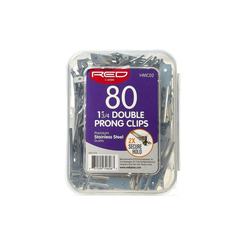 RED BY KISS - 1 3/4" Double Prong Clips 80pcs HMC02