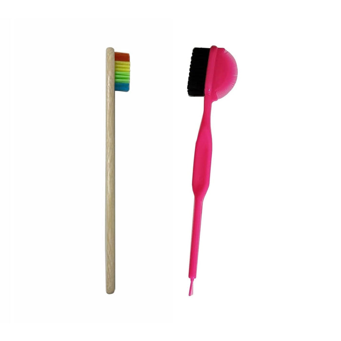 BE U | 3 in 1 Edge Brush (Spatula) & Rainbow Color Bamboo Edge Brush