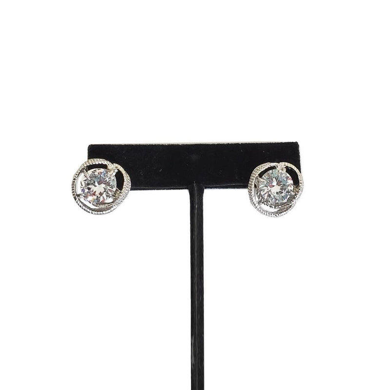 E1005 | Silver Clear Cubic Zirconia Earrings | Hair to Beauty.