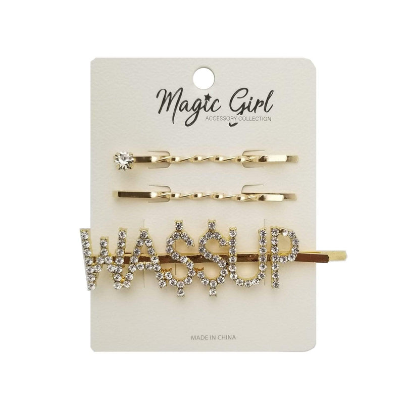 WA$$UP 1 | Rhinestone Hair Pin 3PCS | Hair to Beauty.