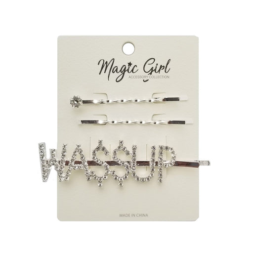 WA$$UP 1 | Rhinestone Hair Pin 3PCS | Hair to Beauty.