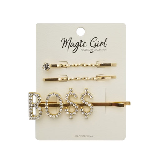 BO$$ 1 | Rhinestone Hair Pin 3PCS | Hair to Beauty.