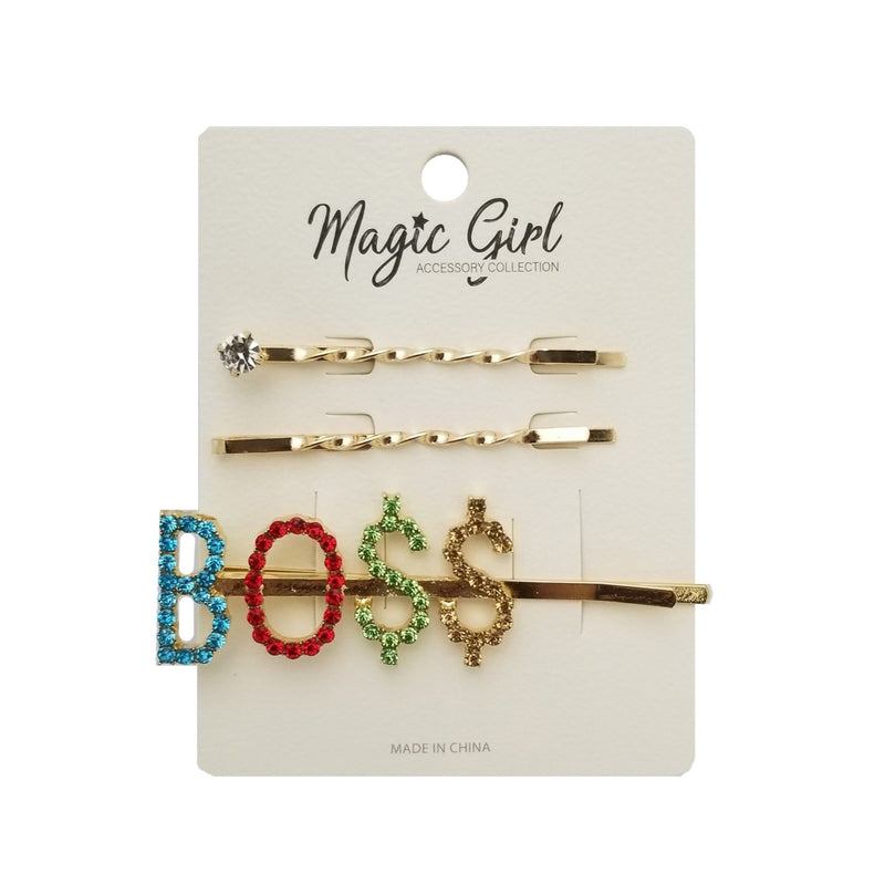 BO$$ 2 | Colorful Rhinestone Hair Pin 3PCS | Hair to Beauty.