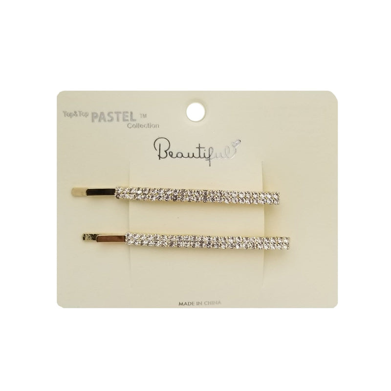 HA0041 | Double Row Rhinestone Hair Pin 2PCS | Hair to Beauty.