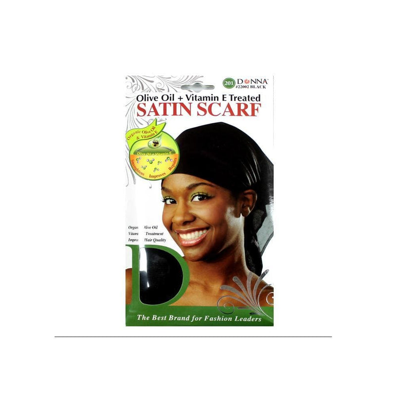 DONNA | Olive Oil and Vitamin E Treated Satin Scarf - 22002BLA | Hair to Beauty.