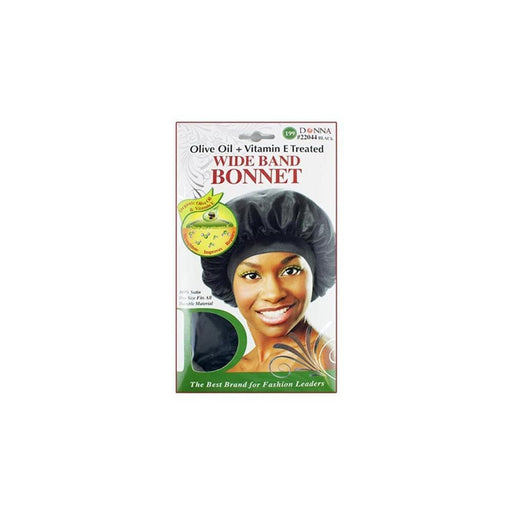 DONNA | Olive Oil + Vitamin E Treated Wide Band Bonnet - 22044BLA | Hair to Beauty.