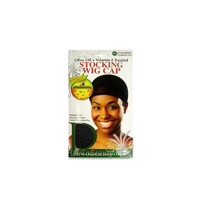 DONNA | Olive Oil + Vitamin E Treated Stocking Wig Cap - 22200BLA | Hair to Beauty.