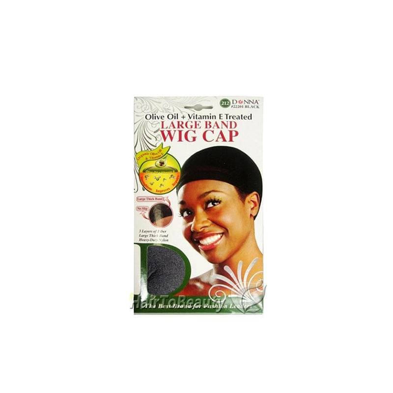 DONNA | Olive Oil + Vitamin E Treated Large Band Wig Cap - 22201BLA | Hair to Beauty.