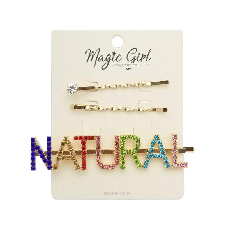 NATURAL 2 | Colorful Rhinestone Hair Pin 3PCS | Hair to Beauty.