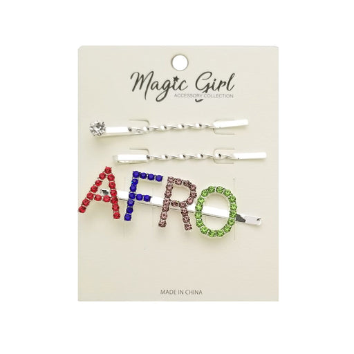 AFRO 2 | Colorful Rhinestone Hair Pin 3PCS | Hair to Beauty.