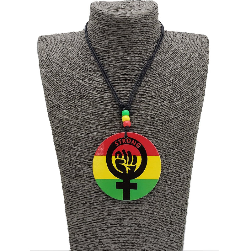 N0169 | STRONG Wood Pendant Necklace | Hair to Beauty.