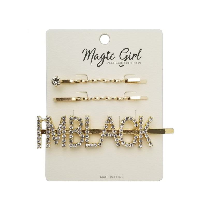 I'M BLACK 1 | Rhinestone Hair Pin 3PCS | Hair to Beauty.