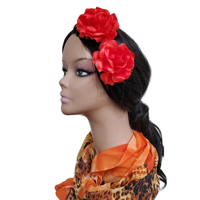 BE U | 3" Artificial Flowers Hair Pin 2PCS Red | Hair to Beauty.