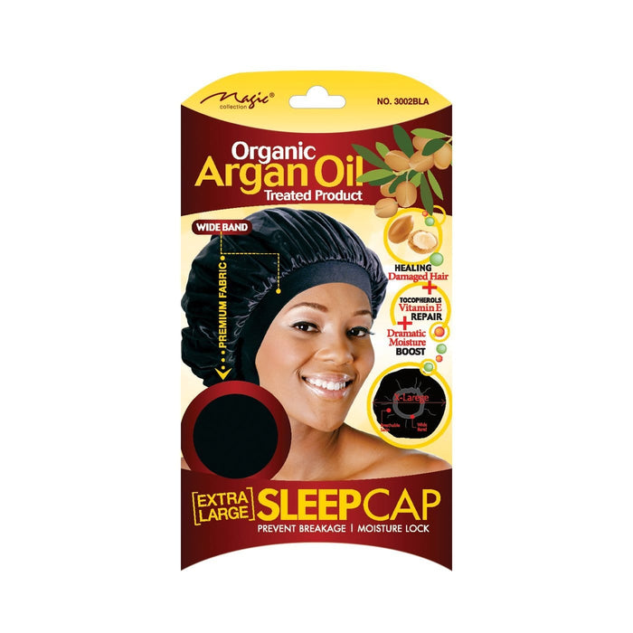 MAGIC | Organic Argan Oil Sleep Cap X-Large Black - 3002BLA | Hair to Beauty.