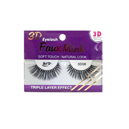 BE U | 3D Faux Mink Eyelashes 3D08 | Hair to Beauty.