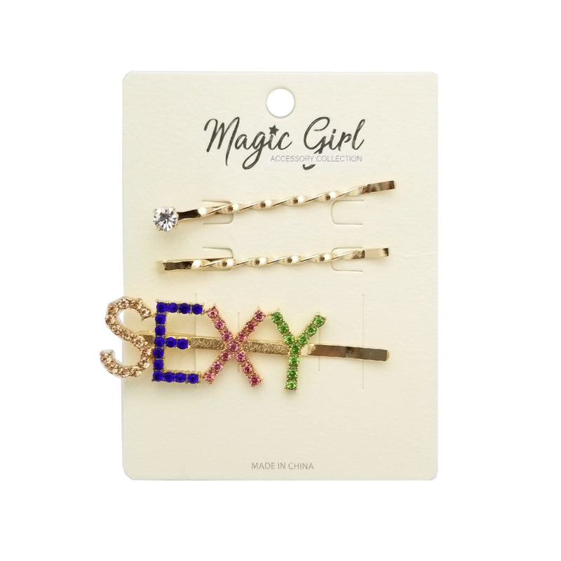 SEXY | Colorful Rhinestone Hair Pin 3PCS | Hair to Beauty.